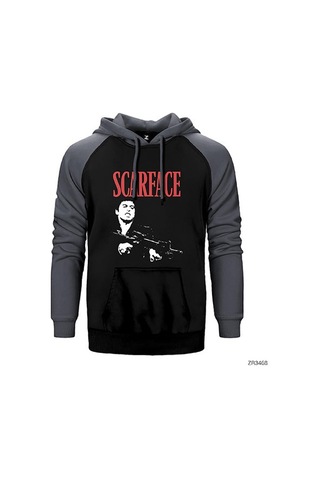 Scarface Kırmızı Renk Reglan Kol Sweatshirt / Hoodie