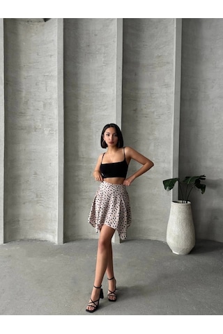 Puantiyeli Etek Krem