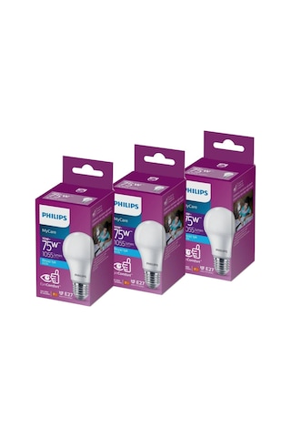 Philips Led 10-75W Ampul 6500K Beyaz Işık 3Lü