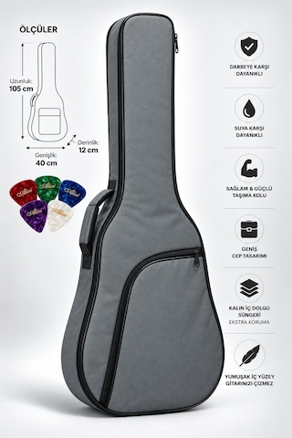 Yankı Kgc-40gr Gri Klasik Gitar Kılıfı Kalın Pedli Suya Dayanıklı Softcase - 9076632399424