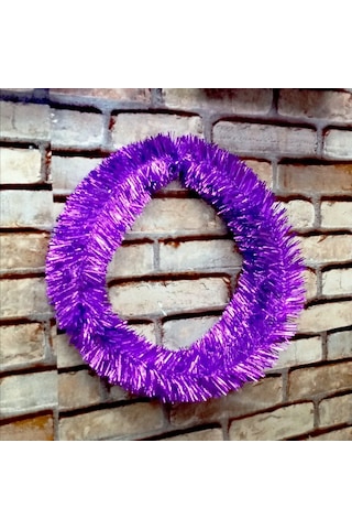 Pilli Gün Işığı Led Işıklı Garland 5 Metre Led Işıklı Parlak Metalik Mor Çam Dalı Işıklı Mor Garland