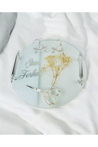 Radiant Söz Tepsisi Ve Nişan Tepsisi Seti Beyaz Beyaz