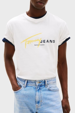 Tommy Jeans Erkek T Shirt Dm0dm20817 Ybl Beyaz Beyaz