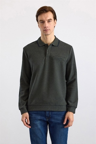 Süvari Haki Regular Düz Polo Yaka Sweatshirt Ssw2013700002-yh1