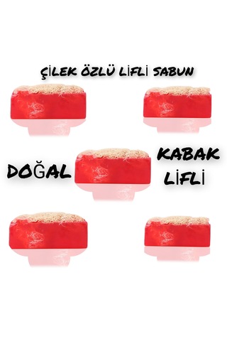 Beş Adet Çilek Özlü, Kabak Lifli Güzellik Sabunu