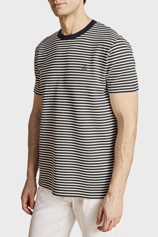 Brooks Brothers Bisiklet Yaka Çizgili T-shirt Erkek T Shirt Bbss26mts016157 Lacivert-beyaz Lacivert - Beyaz