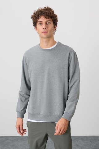 Tommy Life Gri Melanj Pamuk Yumuşak Dokulu Standart Fit Basic Erkek Sweatshirt - 88363 GRİ MELANJ