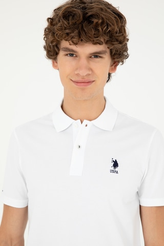 U.S. Polo Assn. Erkek Slim Fit Polo Yaka Beyaz Basic Tişört 50279581-VR013