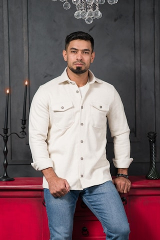 Advante Slimfit Çift Kapak Cepli Astarsız Kaşe Gömlek Krem