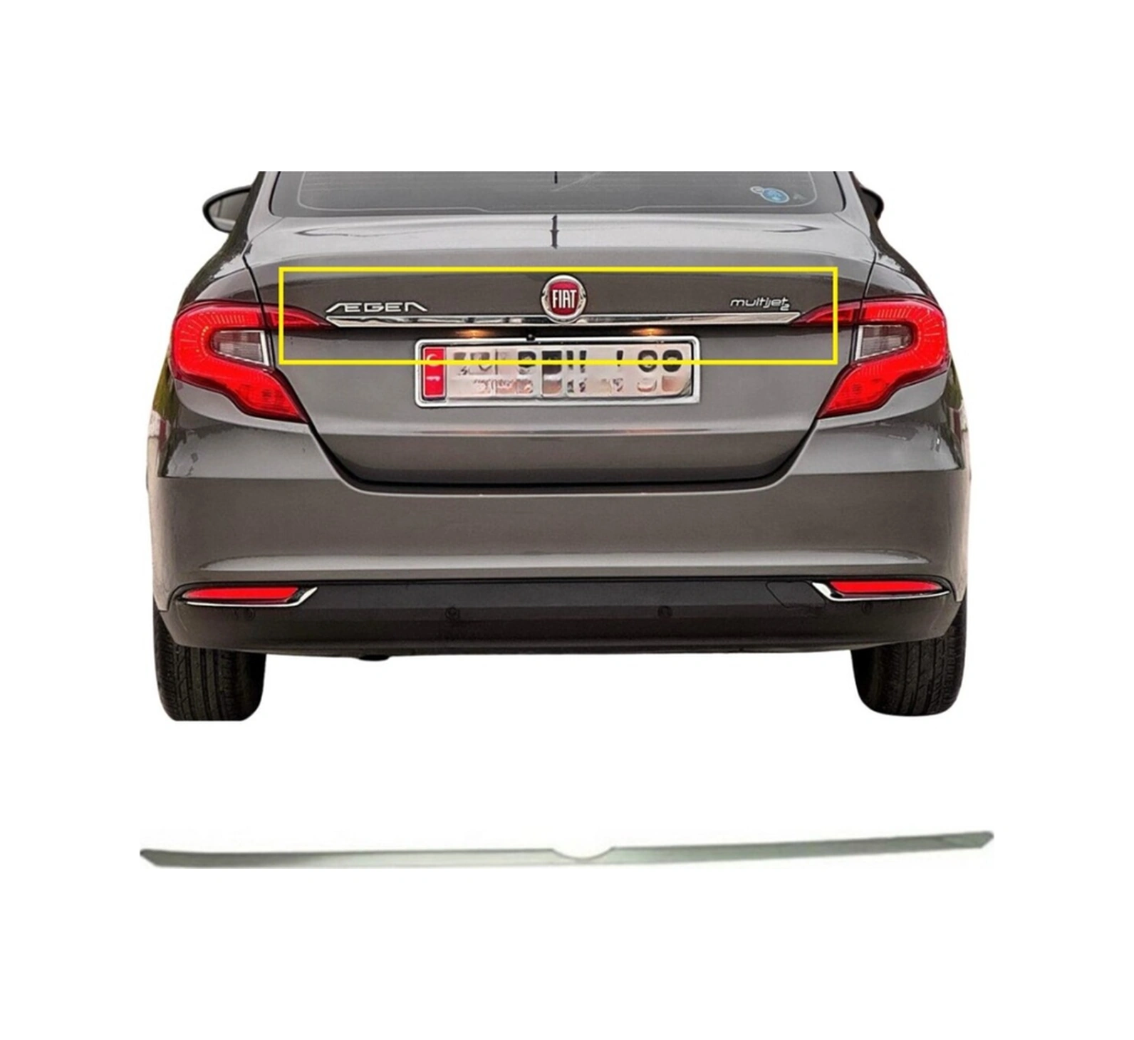 Ueskrom Fiat Egea Krom Bagaj Çıtası Plakalık Üstü 2014-2025 Uyumlu