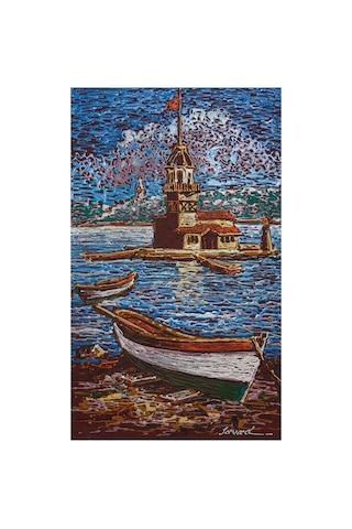 Doku Ve Renklerle Kız Kulesi'nde Boğaz Rüyası 57 x 35 CM