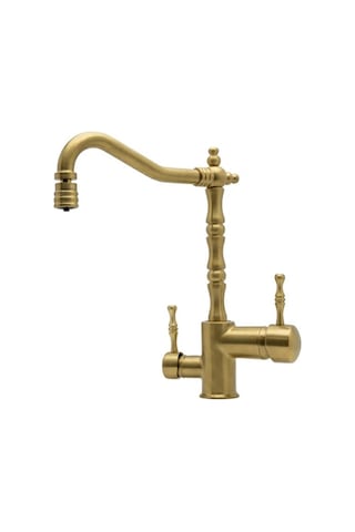 Retro Oynar Başlıklı Arıtmalı Eviye Bataryası Mat Gold Mat Gold
