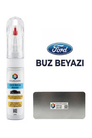 Ford Buz Beyazı İğneli Ve Fırçalı Özel Tasarım Şişe Rötuş Boyası Ve Profesyonel Rötuş Çeliği Seti