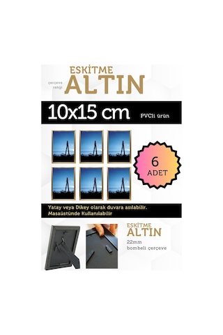 Altın-6 Adet Pvc Li 10x15 Cm 22mm Bombeli Çerçeve Fotoğraf Resim Çerçevesi Ayaklı Veya Duvara Asma Yatay-dikey 24696456