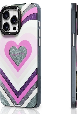 Apple Uyumlu iPhone 14 Pro Max Kılıf Magsafe Şarj Özellikli Youngkit Star Dazzle Serisi Kapak Pembe