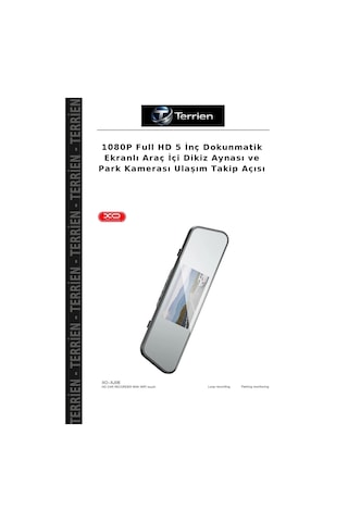 1080p Full Hd 5 İnç Dokunmatik Ekranlı Araç İçi Dikiz Aynası Ve Park Kamerası Ulaşım Takip Açısı
