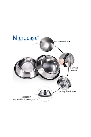 Microcase Kedi Köpek Metal Mama ve Su Kabı AL3118 22 CM 2 x 500 ML