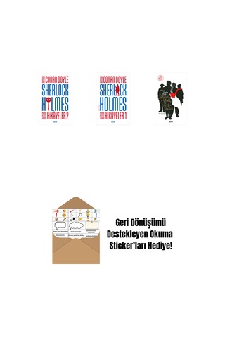 Sherlock Holmes - Bütün Hikayeler 2 Ciltli + Sherlock Holmes - Bütün Hikayeler 1 Ciltli + Sherlock Holmes - Korku Vadisi + Okuma Sticker'ları