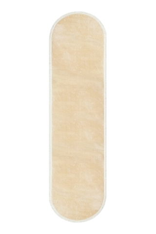 Valeryhome Vl Comfort Düz Saçaklı Peluş Düz Yolluk Bej Oval Bej Düz Saçak