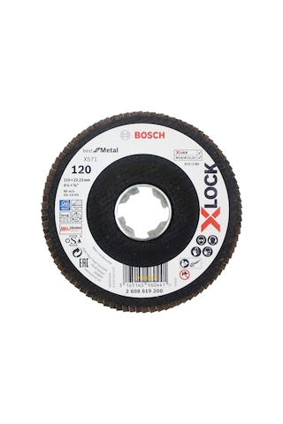 Bosch X-Lock 115 mm 120 Kum Best Serisi Bombeli Fiber Tabanlı Metal Flap Zımpara Diski -2608619200