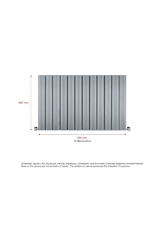 600x955mm Amber Yatay Gümüş Gri Alüminyum Radyatör Standart Bağla