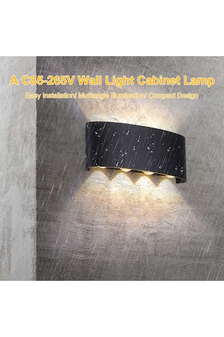 Hangfox Siyah 6 Ayağlı Led Duvar Lambası - Koridor Merdiven Işığı, Ip65 Su Geçirmez, 6w Islak Beyaz Işık Ilık Beyaz