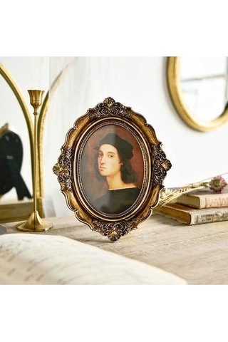 Tongxida Retro Ahşap Ev Dekor Fotoğraf Çerçeveleri, Oval-7 İnç