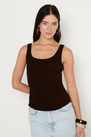 Ac&co / Altınyıldız Classics Kadın Kahverengı Pamuklu Kaşkorse Yumuşak Dokulu Slim Fit Dar Kesim Bisiklet Yaka Esnek Body Kahverengi