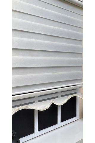 Storburada Zebra Stor Perde Ekru Etek Dilimli Z-stb400v02 Ekru