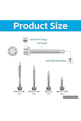 Xurunkeji 40 Adet 14 X 1-1/2 İnç İla 2-7/8 İnç Metal, Paslanmaz Çelik Sac Vidalar, İnşaat Ve Onarım İçin Kendiliğinden Delinebilen Vidalar 17x14x3cm