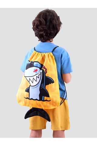 Denokids Shark Erkek Çocuk Sarı Sırt-plaj Çantası Çok Renkli