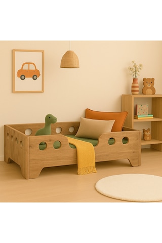Montessori Yatak Çocuk Yatağı Bebek Karyolası Mdf Tek Kişilik Atlantik Çam