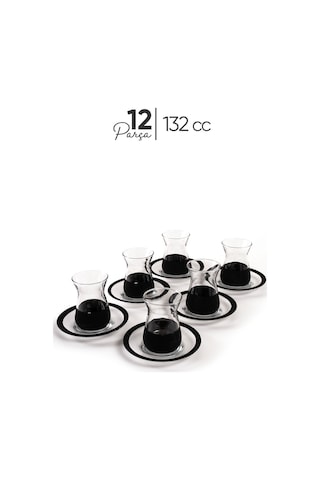 Mest 12 Parça 6 Kişilik Siyah Mat Çay Bardağı Seti - 132 Cc Şıklık Ve Modern Tasarım Siyah Mat