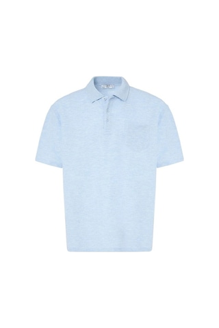 Süvari Buz Mavi Regular Düz Baskısız Waffle Düğmeli Polo Yaka Tişört Sts1014000004-m01