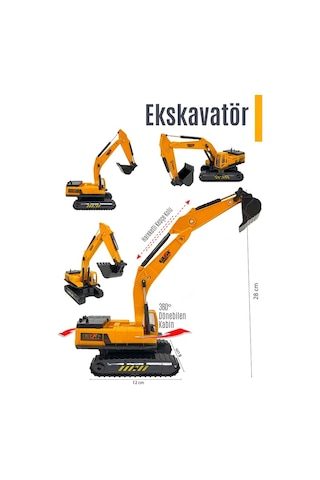 Oyuncak Iş Makinesi Seti - Oyuncak Vinç Oyuncak Ekskavatör