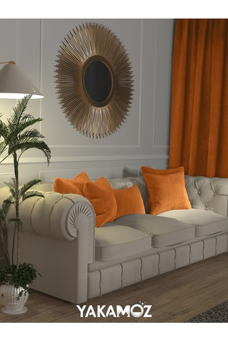 Br Yakamoz Portakal Rengi Kırlent , Yastık Kılıfı Kadife Görünümlü Velvet Touch Serisi Portakal Rengi