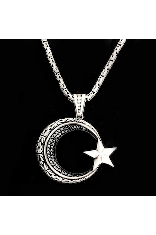 925 Ayar Gümüş Ayyıldız Model Kral Zincir Erkek Kolye Gümüş