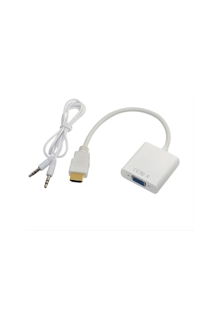 Gabble Hdmı To Vga Çevirici 1080p 3.5mm Ses Çıkışlı Hdmı Erkek Vga Dişi Beyaz