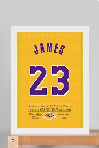 Lebron James Forma Çerçeveli Tablo - Nba Los Angeles Lakers Jersey
