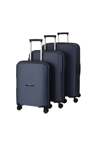 Baggaj V2408 Policarbon Valiz Siyah Set Blue