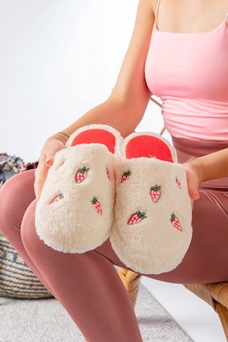 Stwenn 2'li Karma Erkek Kadın Avantajlı Paket Peluş Ev Terliği Kapalı Burun Arkası Açık Sıcak Rahat Panduf 2 Li Çilk-kirz-kalp