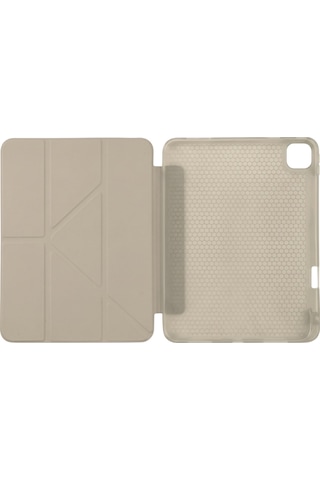 Ps Apple Uyumlu iPad Air 13 İnç M4 / M3 / M2 Tri Folding Standlı Kılıf - Bej Kapaklı Kılıf