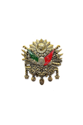 Osmanlı Devlet Arması Kabartma Logo Vidalı Küçük 10x8cm Gold