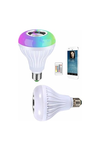 Kumandalı - 646 - Rgb Led Işık Bluetooth Hoparlör Ses Lambası - Csmo-tex - Renkli Ampul