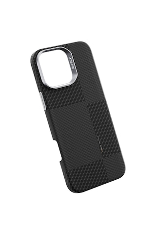 İphone 16 Pro Max Kılıf Magsafe Uyumlu 600d Raptic Aramid Fiber Croxx Mondrian Serisi Kapak Siyah Siyah