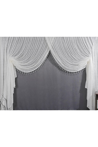 Salon Perdesi Kruvaze Tül Perde Dökümlü Gösterişli Tül Perde (382507529)