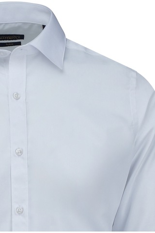 Hatemoğlu Beyaz Slim Fit Slim Yaka Pamuklu Uzun Kollu Gömlek Beyaz