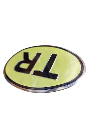Kabartmalı Metalize Oval Tr Krem Oto Araç Motorsiklet Sticker Etiket 0