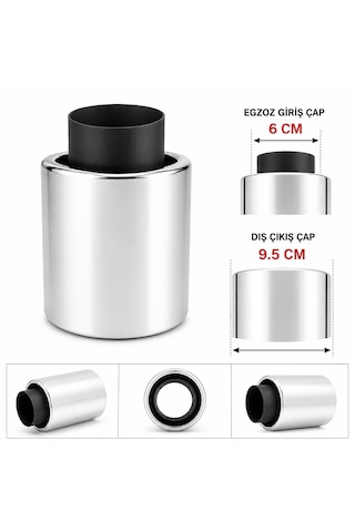 Üniversal Paslanmaz Çelik Egzoz Ucu 6 Cm Giriş - 9,5 Cm Dış Çıkış Krom 0