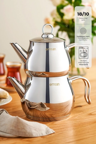 Emsan Lina Midi Çaydanlık Takımı Inox 1 - 1.6 Lt